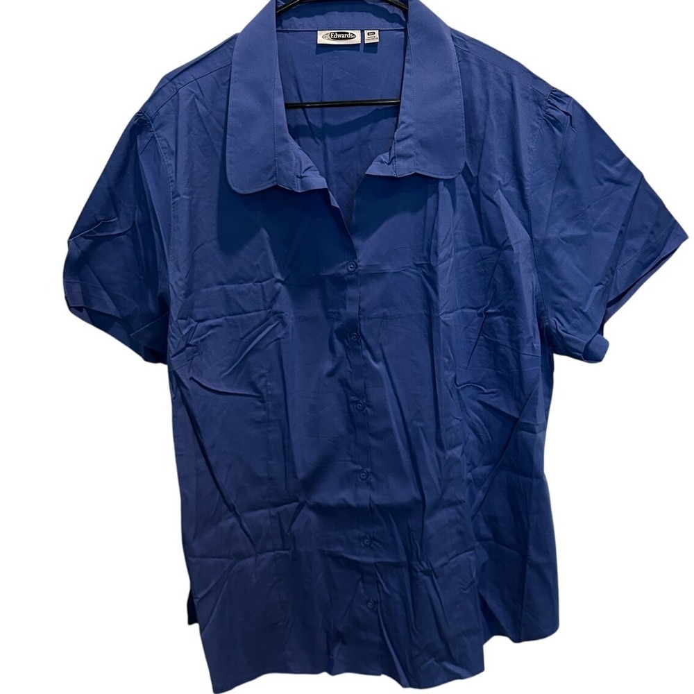 NEW Edwards Women's Work Blouse Shirt Blue 3XL‎ Cotton Blend